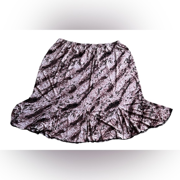 Jaclyn Smith Skirt Womens 2X Plus Brown Black Flare Lined Animal Print Side - Picture 2 of 15